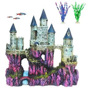 lot 17108 image: Aquarium Resin Castle Decoration Fish Tank Driftwood Castle Cave Hideouts House Plants Supplies Accessories - Retail $20