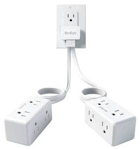 lot 17122 image: 12-Outlet Split Extension Cord, 10FT Flat Plug Power Strip (5FT on Each Side), Ultra-Thin Flat Extension Cord for Home Office Dorm Desk, ETL Listed - Retail $20