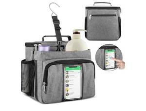 lot 17124 image: Portable Shower Caddy Tote Bag for College Dorm Travel, Separate Compartment, Large Capacity, Quick Dry Mesh Base, Hanging Toiletry Bath Bag for Student, Gym, Camp, Women Men - Retail $19
