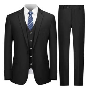 lot 6334 image: Cooper & Nelson Mens Suit Slim Fit, 3 Piece Suits for Men, One Button Jacket Vest Pants with Tie, Tuxedo Set Black M