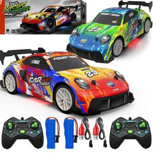 lot 6343 image: WRTWRT 2 Pack RC Cars for Kids and Boys, Girls 4-7-8-12, Remote Control Car, LED Lights, 4WD Racing Cars,2.4GHz Dual Player, Colorful Graffiti Designs, Ideal Fun Easter Gift for Kids