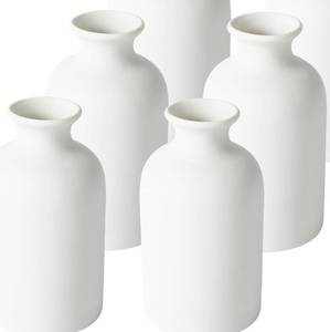 lot 6355 image: YANLING 4 Pcs White Vase Ceramic Vases for Home Decor, 5.6 inch White Ceramic Vases for Centerpieces Small Boho Vases, Pampas Grass Vases Table Vase for Dried Flowers Decor
