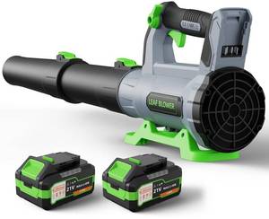 lot 6357 image: Leaf Blower Cordless with 2 x 5.0Ah Batteries and Charger, 21V Electric, Lightweight Battery Powered Blowers for Lawn Care, Yard, Patio Cleaning, Blowing Leaves &amp Dust
