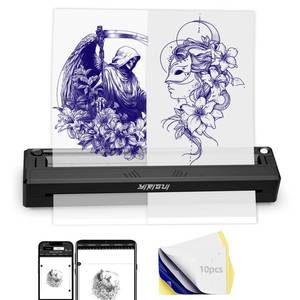 lot 6362 image: YIRIGUI New Tattoo Stencil Printer - Fits A4-A8 Width Thermal Paper, Portable Wireless Bluetooth Thermal Tattoo Kit, for Artists & Beginners, PhonesTabletsPC - Black
