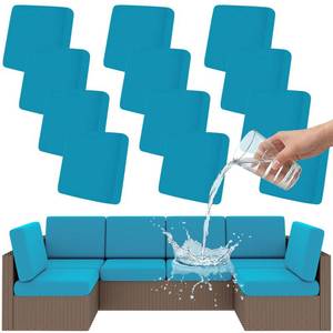 lot 6364 image: Smiry Waterproof Patio Cushion Covers, Stretch Outdoor Couch Slipcovers Replacement Washable Furniture Protector Sofa Chair Seat Cover for Dogs and Pets (12 Pcs, Teal)