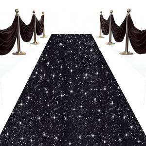 lot 6380 image: OMKSIH Black Aisle Runner for Wedding Ceremony 2FTx15FT Sequin Aisle Runner Wedding Decorations Glitter Runway Carpet Runner Modern Aisle Runner Rug for Halloween Wedding Birthday Party Decorations
