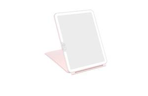lot 6382 image: WEILY Makeup Mirror with Lights, 2000 mAh USB Rechargeable Lighted Makeup Mirror, Touch Screen 3 Colors Adjustable 72 LED Lights Compact Travel Mirror, Gift for Girls Women (Pink)