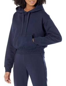 lot 6399 image: Amazon Essentials Womens Crop Pullover Hoodie Sweatshirt with Kangaroo pocket, brown, Small