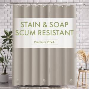 lot 6400 image: AmazerBath Shower Curtain Liner, 72x72 Tan Shower Liner, Cute Plastic Shower Curtain Liners, Lightweight Waterproof PEVA Khaki Shower Curtains for Bathroom with Magnets and 12 Grommet Holes