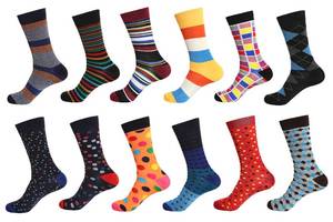 lot 6406 image: Gelante 12 Pairs Mens Cotton Funny Crazy Colorful Crew Dress Sock W937G-Magic size 7-12