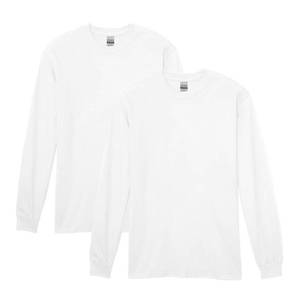 lot 6413 image: Gildan Mens Heavy Cotton Long Sleeve T-Shirt, Style G5400, 2-Pack, White, X-Large