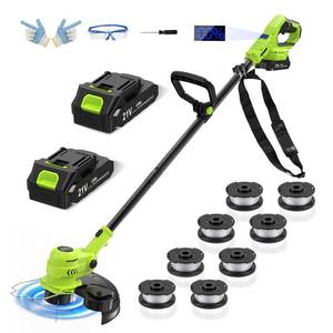 lot 6423 image: VOERJIA 21V Battery Weed Eater &amp String Trimmer, Lightweight 2-in-1 Electric Weed Wacker, Wheeled Edger
