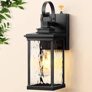 lot 6432 image: VIANIS Porch Lights Outdoor, Black Exterior Light Fixtures Wall Mount for House, Modern Outside Wall Sconce Lantern with Water Ripple Glass for Front Porch, Anti-Rust Dusk to Dawn Outdoor Garage Light