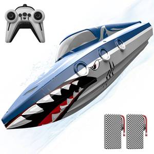 lot 6435 image: Shark RC Racing Boat for Kids & Adults,2.4GHz High Speed Remote Control Boat W Dual Battery 50 Min Runtime,Waterproof,Fast Remote Control Toy Gift Kids 8-12, Ideal for Pools & Lakes,Shining Blue