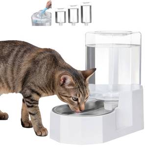 lot 6440 image: Sfozstra Large Dog Water Dispenser 4L Stainless Steel Gravity Cat Water Feeder - Quiet Refill - No Power Needed - for Kittens & Cats - BedroomKitchen CornerCrate Area