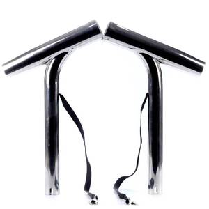lot 6453 image: Amarine Made 2Pcs Boat Fishing Rod Holder, Silver Highly Polished Stainless Steel Rod Holder, Outrigger Stylish Fishing Pole Holder