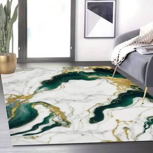 lot 6475 image: Marble Swirl Modern Abstract Emerald Green Grey Gold Area Rug for Living Room Bedroom Ultra Soft Wool Carpet Under Dining Table Lux Aesthetic Home Office Carpets 7x10