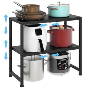 lot 6485 image: 2-Tier Expandable Metal Storage Shelves,150LBS Heavy Duty Shelving Units and Storage For Small Appliance,Adjustable Pots and Pans Organizer Rack Shelf For Kitchen Under Cabinet Pantry Warehouse Garage
