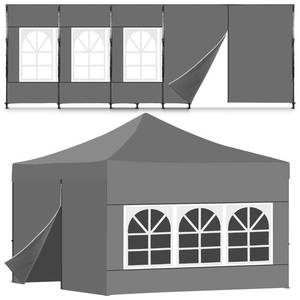 lot 6494 image: Vincreem 4 Pcs Canopy Sidewalls for 10x10 Frame Including 3 Pcs Sidewall with Window and 1 PC Door with Central Zipper for Easy Entry and Exit, 420d Oxford Pop up Canopy Tent (Grey)