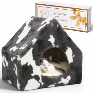 lot 6510 image: ComSaf Cat Bed House, Cat Cave for Indoor Cats with Fluffy Covered Cat Beds, Washable Cat House Hideaway Hut for Kitten Rabbit, Sturdy Beds & Furniture Gifts, Grey