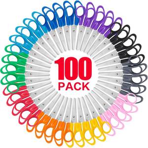 lot 6514 image: Toidgy 100 Pack Kids Scissors, 5 Inch Scissors Bulk for School, Blunt Tip Scissor for Kids Student Teacher,Kids Safety Scissor for Preschool Classroom Office Home,School Supplies Craft Cutting Paper
