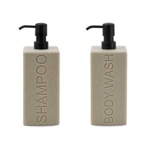 lot 6517 image: Indecor Home Rectangular Resin Dispenser Premium Bathroom Shampoo Conditioner Body Wash Bottle Modern Refillable Pump Design