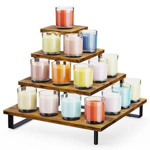 lot 6519 image: ELITEROO 4 Tier Display Riser Stand, Wood & Metal, Space Saving Corner Stand for Retail, Vendor & Home Use