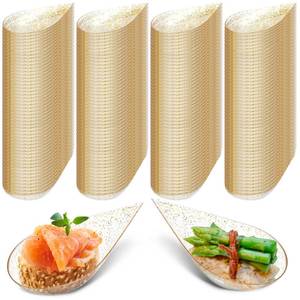 lot 6522 image: Tessco for you 400 Pcs 4 Tear Drop Appetizer Spoons Mini Appetizer Plates Reusable Tasting Spoons Plates Catering Supplies Disposable for Serving Small Desserts Cakes Bowls (Clear with Gold Glitter)