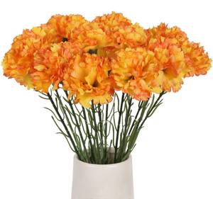 lot 6533 image: ICBOX Vintage Carnations 12PCS Artificial Silk Flowers for Wedding Bouquets, Bridal, Home Table Centerpieces, Floral Arrangements (Orange)