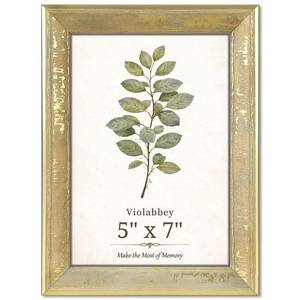 lot 6551 image: VIOLABBEY 5x7 Picture Frame Gold, Vintage Rustic Photo Frame with Distressed Finish for Home or Office Decor, Tabletop or Wall Display, Fits 5x7 Photos