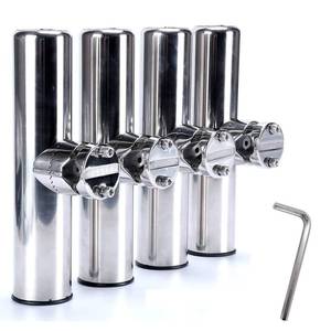 lot 6565 image: Amarine Made Boat 4pcs Fishing Rod Holder, Stainless Rail Mount Clamp on Rod Holder, Adjustable Fishing Pole Holder for Rails 78 to 1
