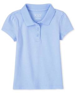 lot 6575 image: The Childrens Place Baby Girls and Toddler Girls Short Sleeve Pique Polo, Daybreak, 3T