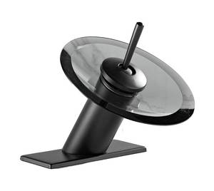 lot 6576 image: Bathroom Faucet Black Glass Spout Waterfall Single Handle One Hole Bath Sink Faucet Vanity Lavatory Basin Mixer Tap with Cover Plate Deck Mount Commercial