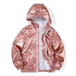 lot 6582 image: JOYSON Girls Rain Jacket Lightweight Windbreaker Jacket Kids Waterproof Outerwear Raincoat with Hood Rose Gold 5-6 Years