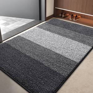 lot 6590 image: Kitinjoy Indoor Outdoor Door Mat, 40x32 Non-Slip Absorbent Dirt Trapper, Low-Profile Washable Inside Entrance Front Floor Mat, Sturdy Soft Entry Doormats for Entryway, Grey