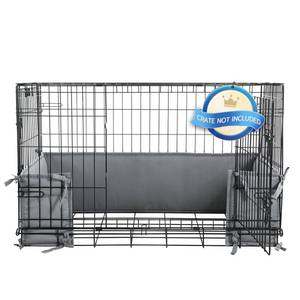 lot 6599 image: Hombys Dog Crate Bumper with Ties - Soft Crate Accessory (Do Not Include Cage) (Dark Grey, 36x22)