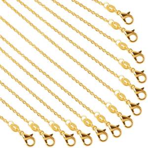 lot 6615 image: 50 Pack Necklace Chains Bulk Gold Plated Cable Chain Pack for Jewellery Making 18 Inches