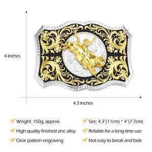 lot 6630 image: BBOTEN Western American Belt Buckle for Men, Golden Floral Rooster Cocky Belt Buckles Men Western Cowboy Jeans Accessory