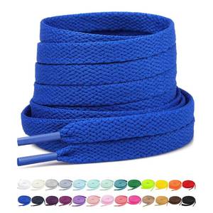 lot 6633 image: Stepace 2 Pairs Flat Shoe Laces for Sneakers 516 Width 30-72 Length 26 Color Shoelaces Royal Blue 60(152 cm)