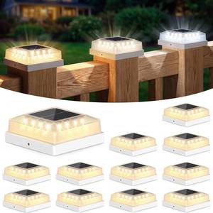 lot 6647 image: Brightever 3.5x3.5 4x4 Solar Post Cap Light Outdoor, 12-Pack Fence Post Solar Lights for WoodenVinyl Posts, 3 Lighting Modes, Solar Powered Waterproof Deck Post Lights for Garden Patio, White