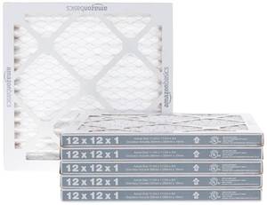 lot 6652 image: Amazon Basics MERV 8 AC Furnace Air Filter, 12x12x1 inches, 6-Pack, Dust, Pet & Allergy Control, Electrostatic (Actual Size 11.75 x 11.75 x 0.75)