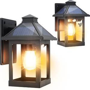 lot 6657 image: CYHKEE 2 Pack Solar Wall Lanterns Outdoor with 3 Modes, Dusk to Dawn Motion Sensor LED Sconce Lights IP65 Waterproof, Exterior Front Porch Security Lamps Wall Mount Patio Fence Garage Decorative