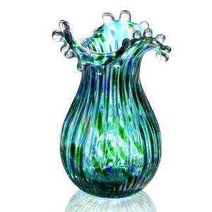 lot 6670 image: Green Glass Bubble Vase for Flowers, 8.5 Blown Glass Vase for Home Decor, Modern Art Flower Vases Decorative  Table Centerpiece, Olive Plant, Wedding, Living Room, Bookshelf, Office, Entryway