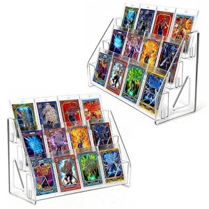 lot 6689 image: FTNA 2 Pack 3-Tier Greeting Card Display Stand Clear Vertical Riser Shelf Rack Holder for Trading Baseball Basketball Sports Graded Game Cards