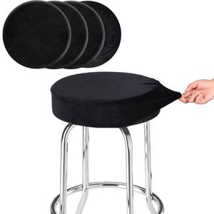 lot 6704 image: SINOSSO 4 Pcs Bar Stool Covers, Super Soft Velvet Dia.11-13 Round Stretchy Washable Dustproof Slipcover for Upholstered Furniture (S, Black,4 Counts)