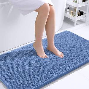 lot 6715 image: OLANLY Large Bathroom Rugs 40x24, Soft Absorbent Chenille Bath Rugs, Rubber Backing Quick Dry, Machine Washable Bath Mats for Bathroom Floor, Tub and Shower, Home Decor Accessories, Cornflower Blue