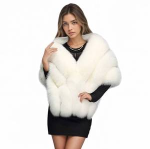 lot 6717 image: ELFJOY Luxury Faux Fur Shawl for Women Winter Fur Coat Wedding Party Fur Stole Wraps for Evening Dresses