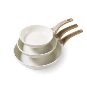 lot 6720 image: CAROTE Non Stick Frying Pan Skillet Set, Omelet Pan, Healthy Non Toxic Granite Chef Pan, Induction Compatible Egg Frying Pan with Heat-Resistant Handle, PFOA-Free,Cream White,81012