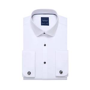 lot 6722 image: Gollnwe Mens French Cuff Dress Shirt Slim Fit White Dress Shirt for Men Spread Collar with Metal Cufflink Light White M