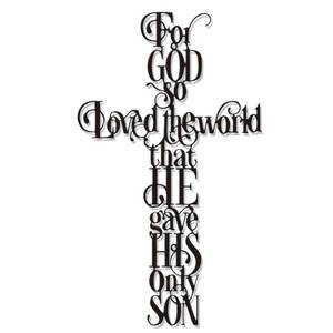 lot 6730 image: Rajukit Jesus Wall Art, Cross Wall Decor with For God So Loves the World Quote, Religious Cross Decor for Home, Office, Cafe, Elegant Metal Wall Sculpture Gift